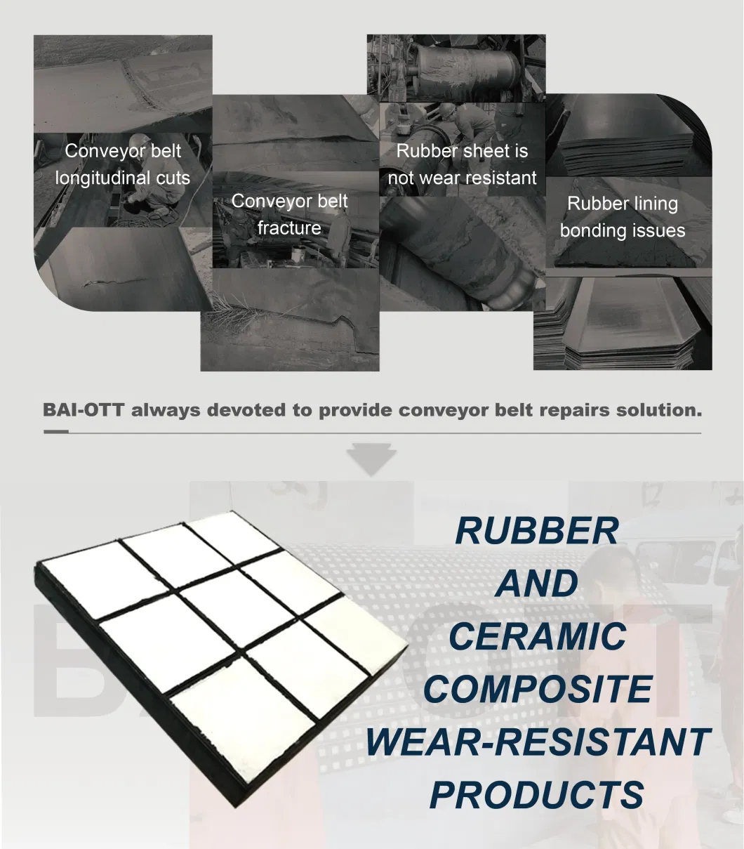 Polyurethane Rubber Ceramic Wear Resistant Chute Liner with Urethane Panel